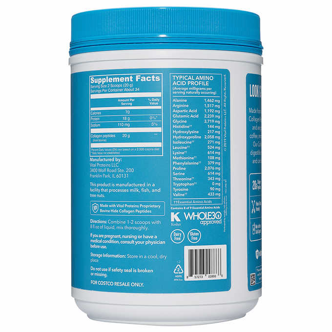 Vital Proteins Collagen Peptides Unflavored 24 oz คอลลาเจนเปปไทด์ ขนาด 680 กรัม หรือ 24 ออนซ์ หมดอายุ 11/2028