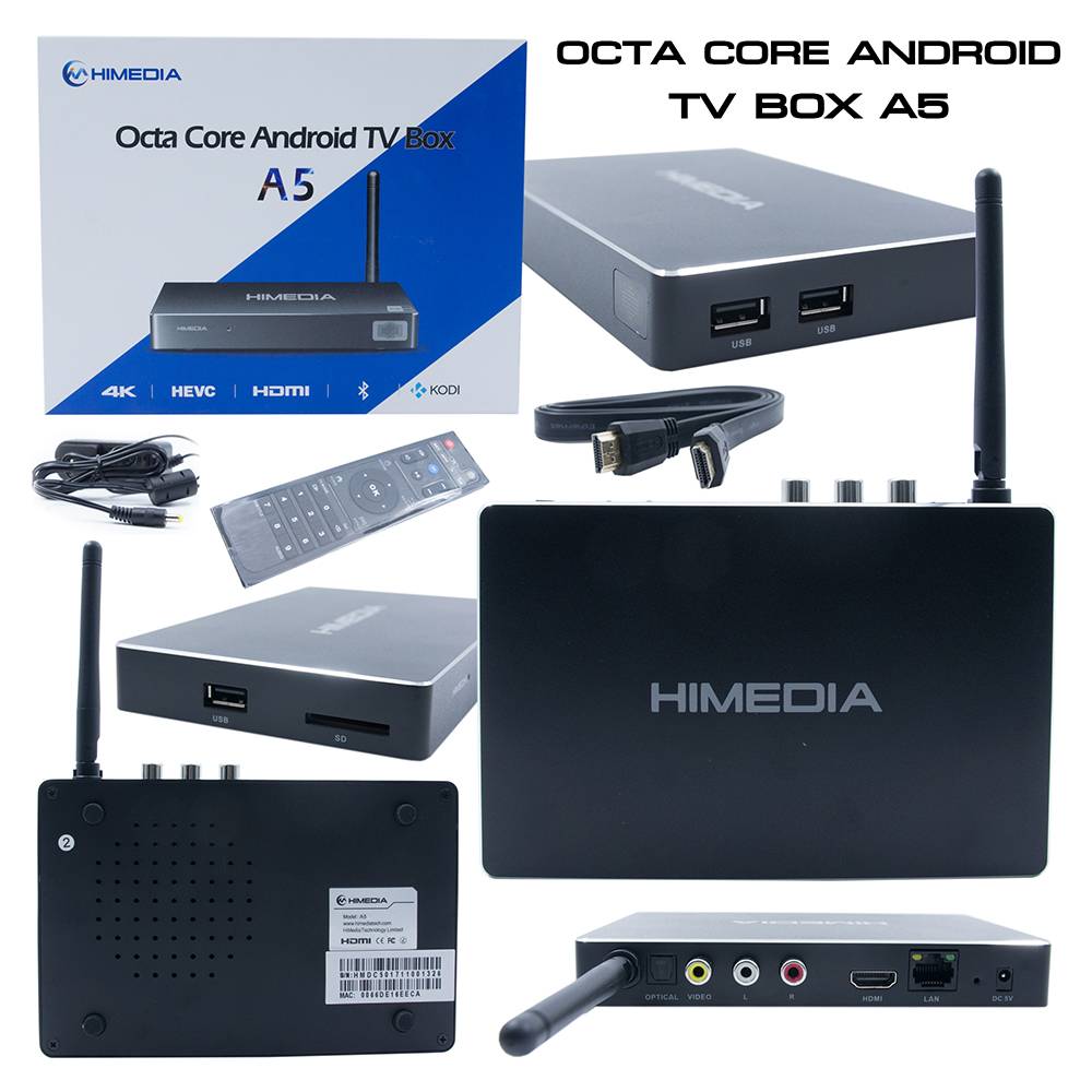 กล่องทีวี Android Himedia รุ่น A5 Octa-core ARM Cortex A53 Up to 2GHz Amlogic S912 Chipset Ram 2 GB Rom 16 GB 4K UHD player