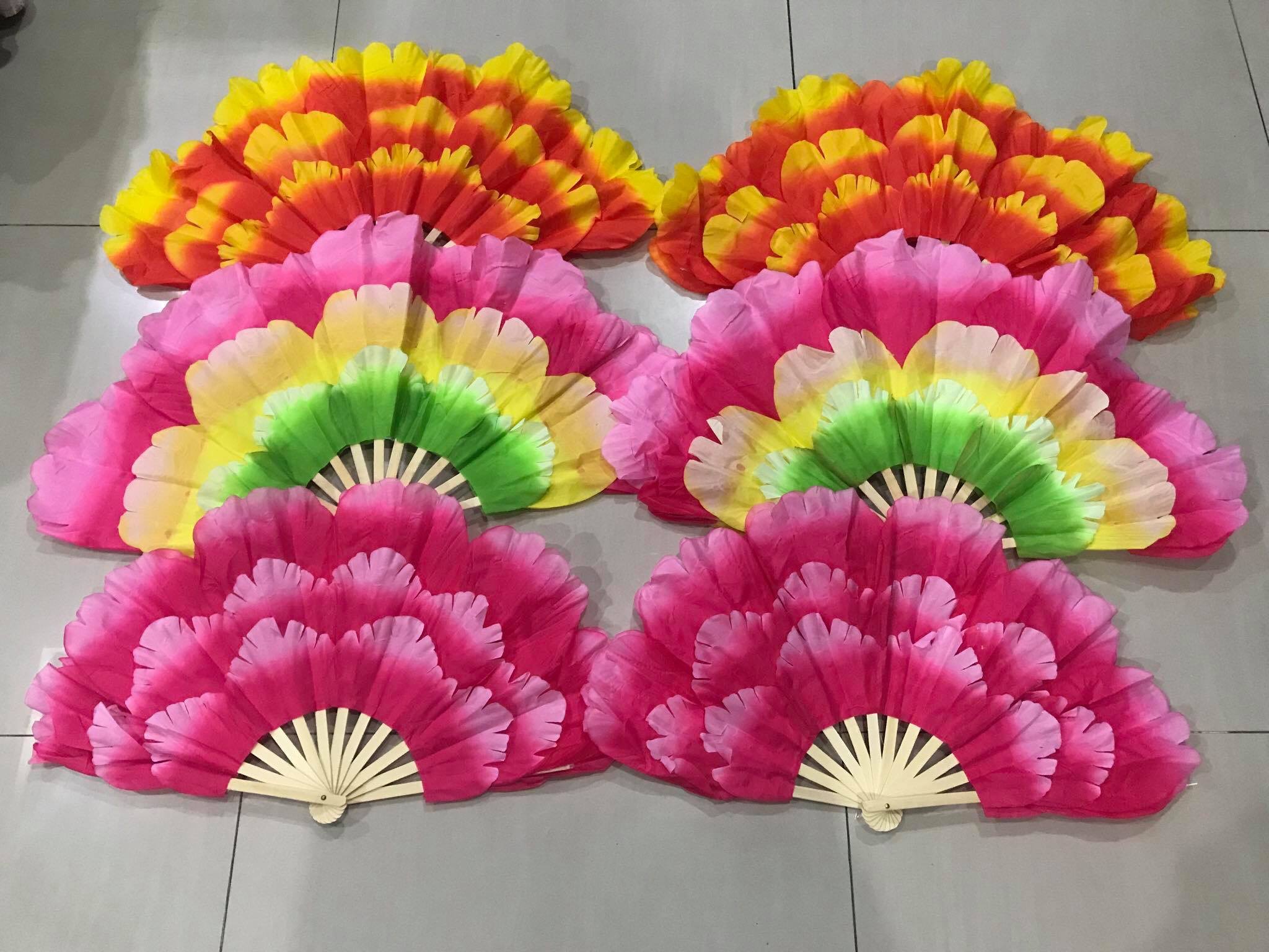 พัดแฟนซี กลีบบัว สีส้ม สินค้าพร้อมส่ง