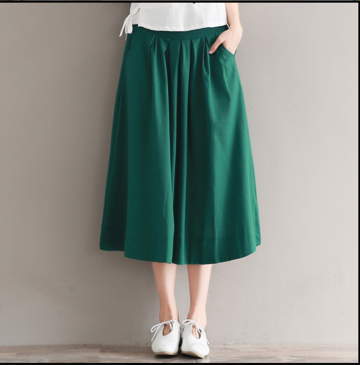 กระโปรงผ้าฝ้าย สีแดง / สีน้ำเงิน / สีเขียว รหัส H 38 สินค้าพร้อมส่ง