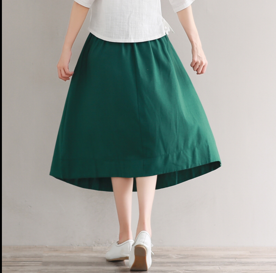 กระโปรงผ้าฝ้าย สีแดง / สีน้ำเงิน / สีเขียว รหัส H 38 สินค้าพร้อมส่ง