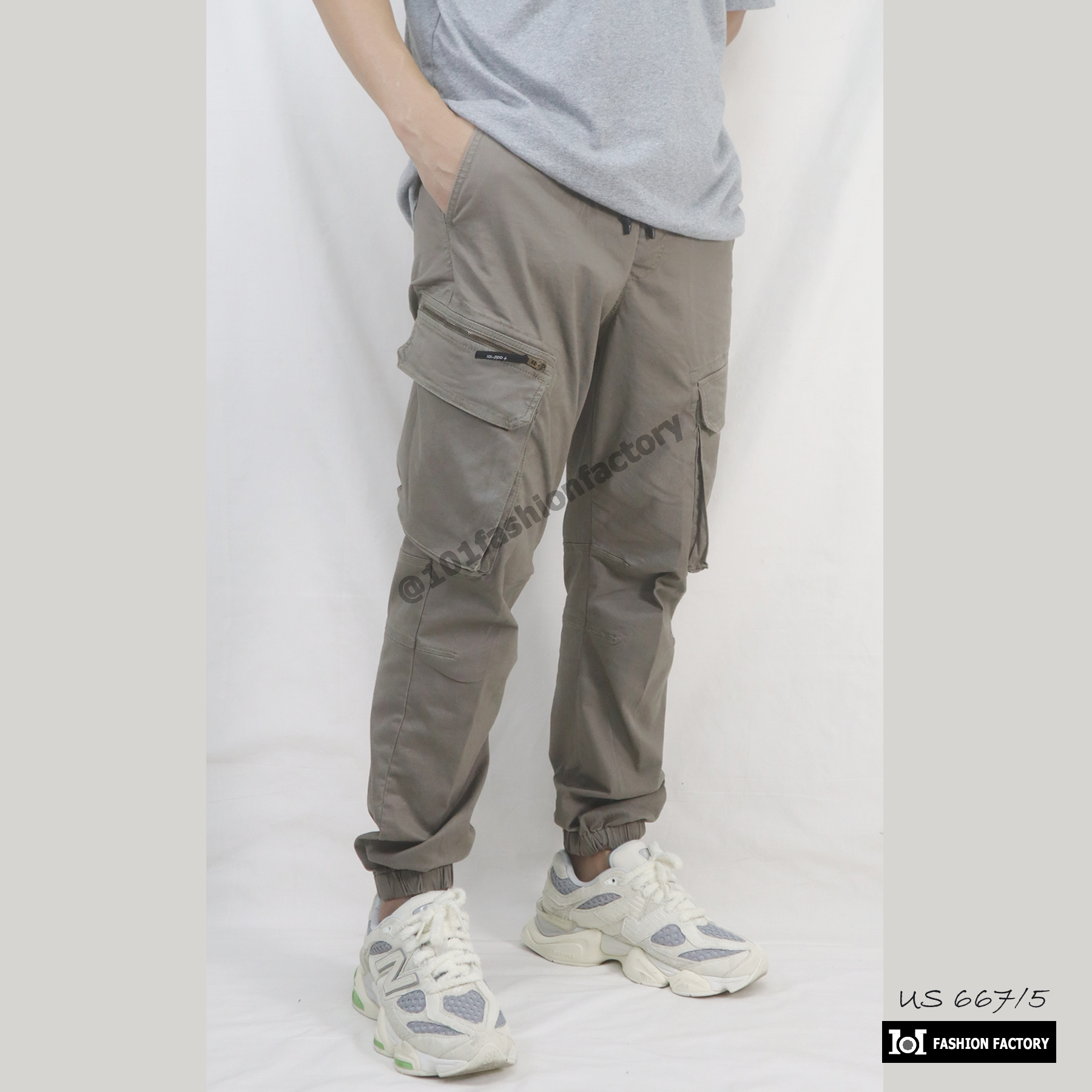 กางเกงจ็อกเกอร์คาร์โก้ No.667/5 Legular Fit เป๋าข้างทรงพอดีตัว สีโอวัลติน | US101