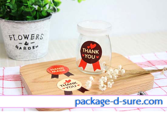 สติกเกอร์ ลายโบว์วงกลม Thank you 5 แผ่น 40 ดวง