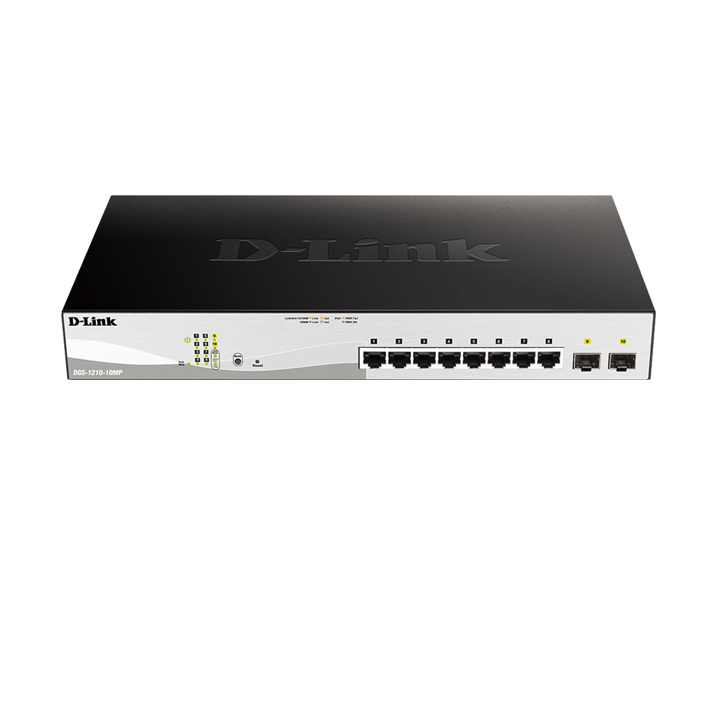 SWITCH (สวิตซ์) D-LINK 10 PORT GIGABIT SMART MANAGED POE SWITCH (DGS-1210-10MP)