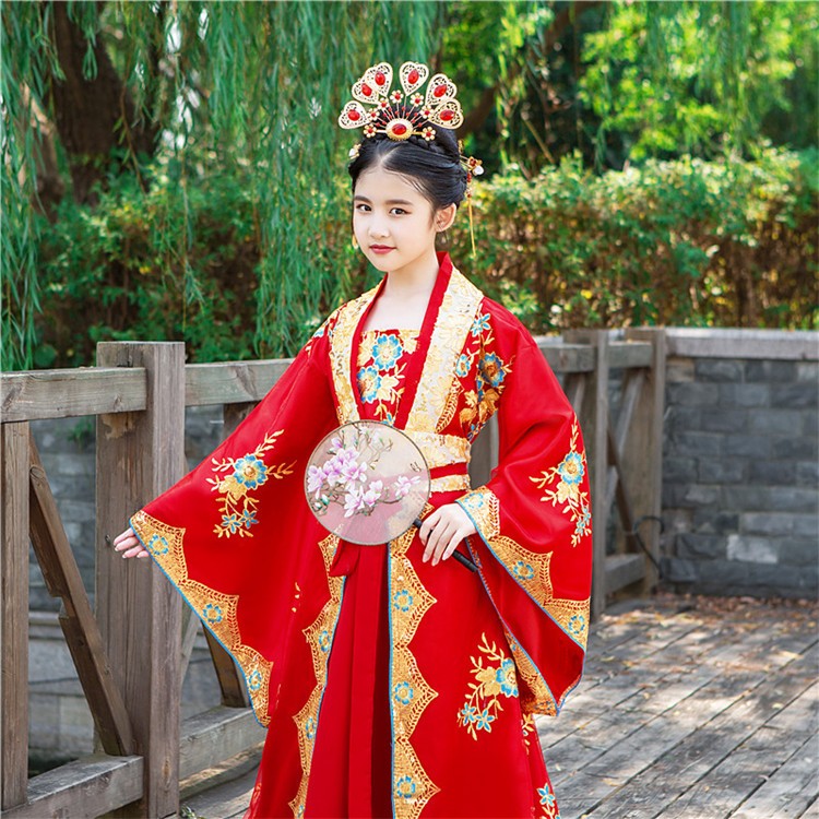 #ชุดเจ้าหญิงฮั่นฝูสีแดง . รหัส FHN198 สินค้าพร้อมส่ง