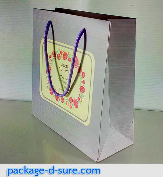 ถุงกระดาษหูหิ้ว สีม่วงเทา 20x20x8