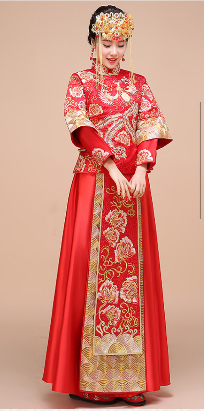 ชุดเจ้าสาวสีแดง รหัส WED#5# 143 สินค้าพร้อมส่ง