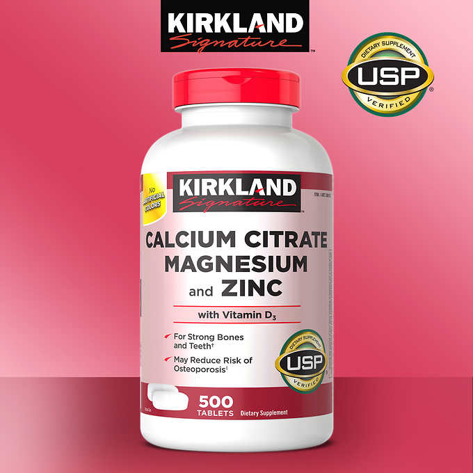 Kirkland Calcium Citrate 500 เม็ด - มีแคลเซียม 500mg พร้อมวิตามินดี แมกนีเซียมและสังกะสี หมดอายุ 07/2027