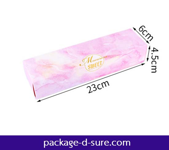 โปรโมชั่น//กล่องมาการอง 6 ชิ้น พลาสติกใส พร้อมกล่องดำครอบ ลายเดซี่ 6x23+4.5