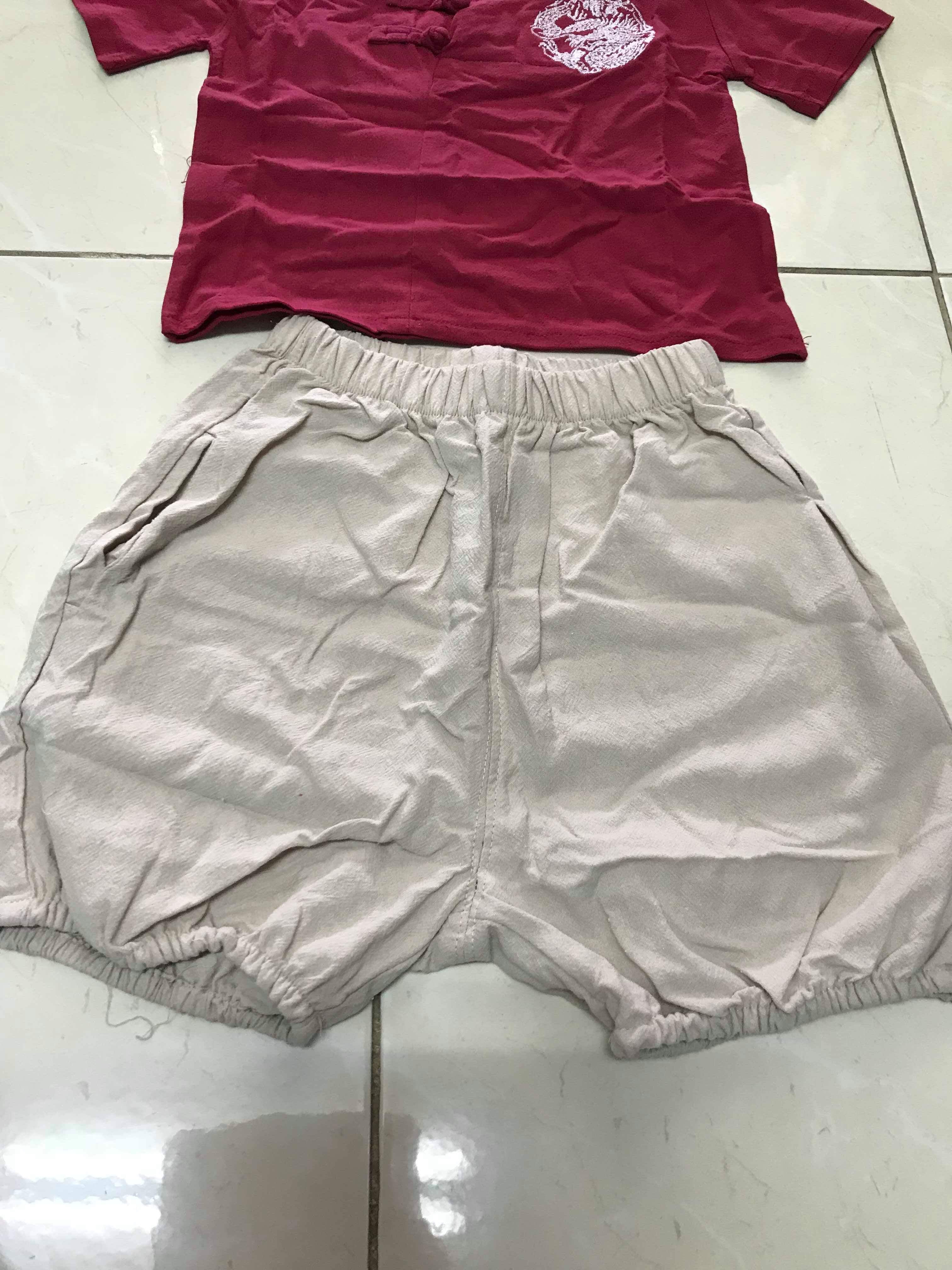 ชุดจีนเด็กชายผ้าฝ้ายสีแดง รหัส VM 69 พร้อมส่ง