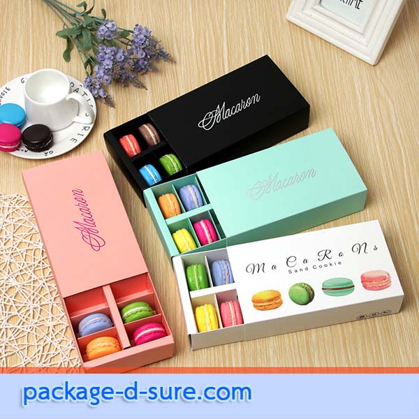 โปรโมชั่น//กล่องมาการอง 12 ชิ้น 20x11x5 สีขาว ลายภาพวาด macaron