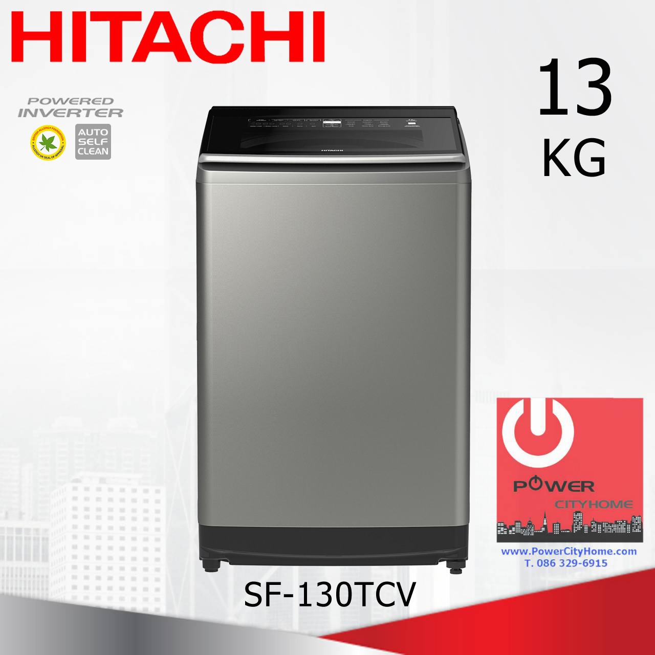 เครื่องซักผ้า Hitachi Dual Jet 1 ถัง 13 กก. รุ่น SF-130TCV