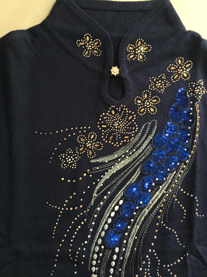 เสื้อสไตล์จีน ไหมพรม รหัส EE108 สินค้าพร้อมส่ง