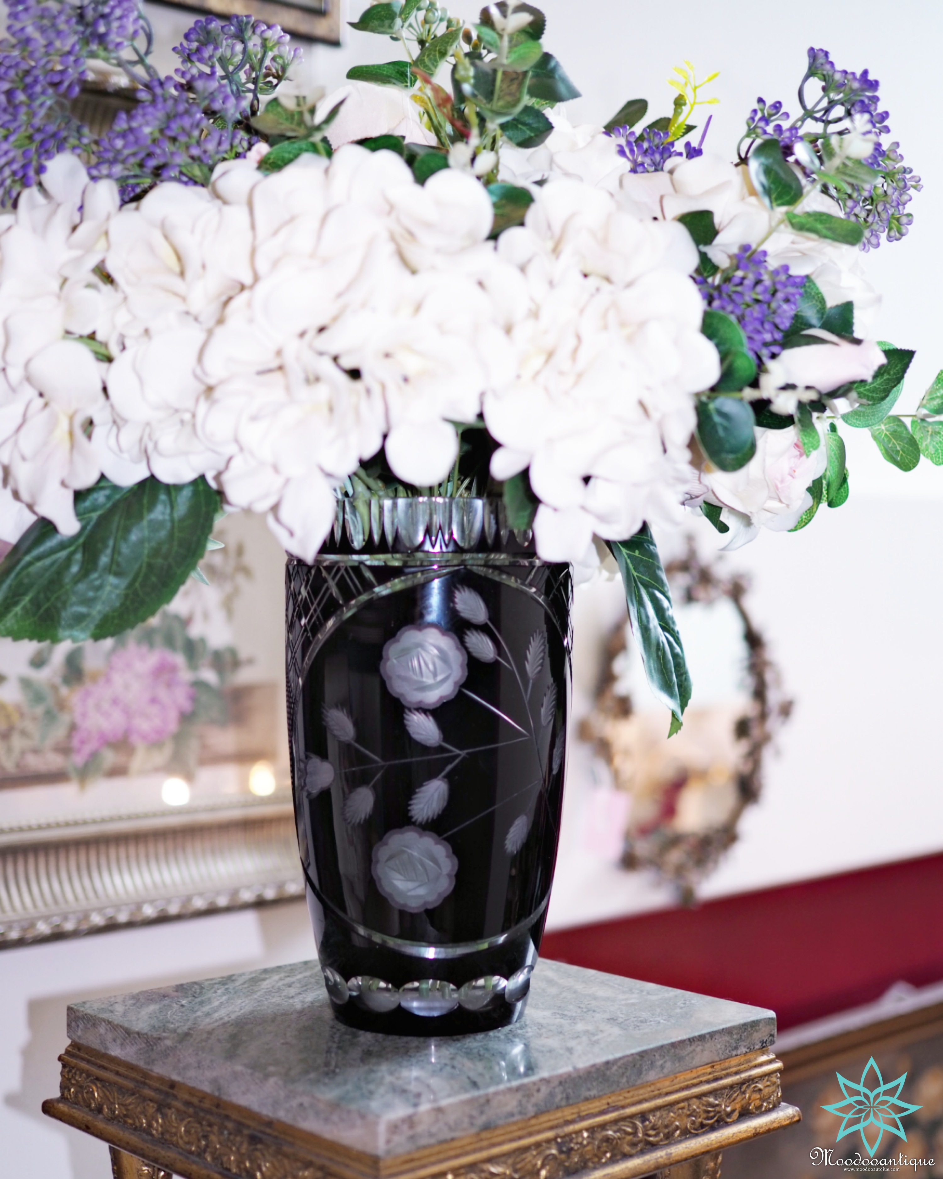 Black Bohemian handcut vase