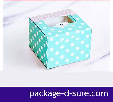 กล่องจัตุรัส บนฉลุใส 7.5x7.5x5 สีเขียว ชมพู ลายจุด