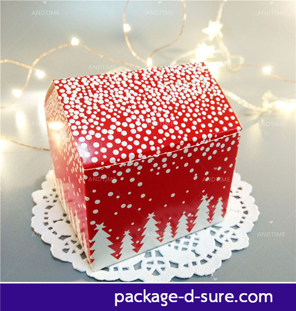 โปรโมชั่น//กล่องทรงบ้าน เปิดบน 9.5x9.5x12 ไซส์ใหญ่ กล่องแดง หิมะ