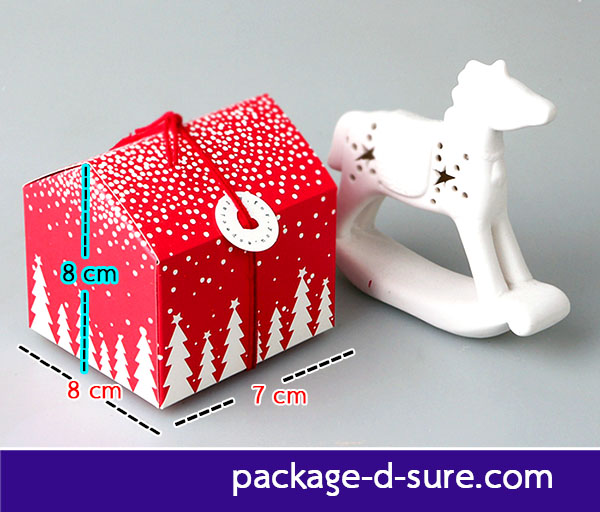 โปรโมชั่น//กล่องทรงบ้าน เปิดบน 8x7x8 ไซส์เล็ก กล่องแดง หิมะ