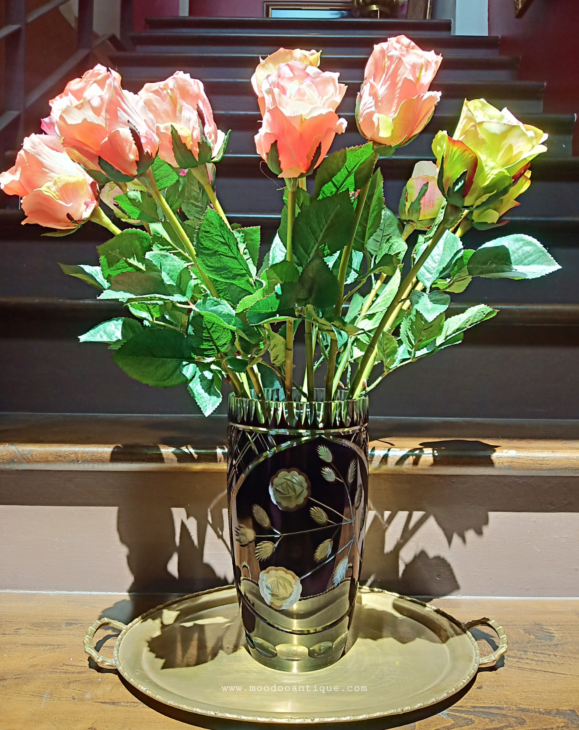 Black Bohemian handcut vase