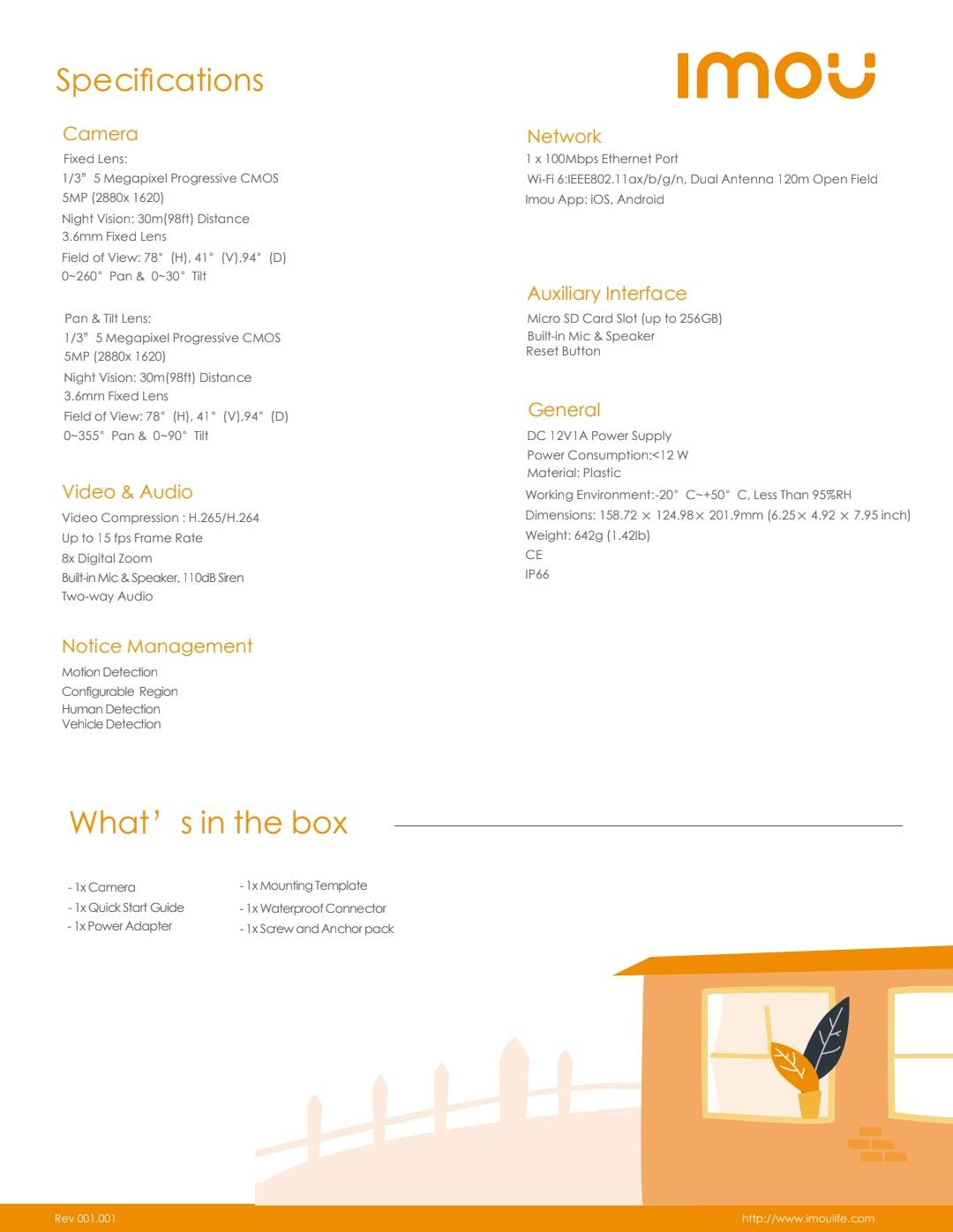 Smart IP Camera (5.0MP) IMOU IPCS7XP10M0WED Outdoor