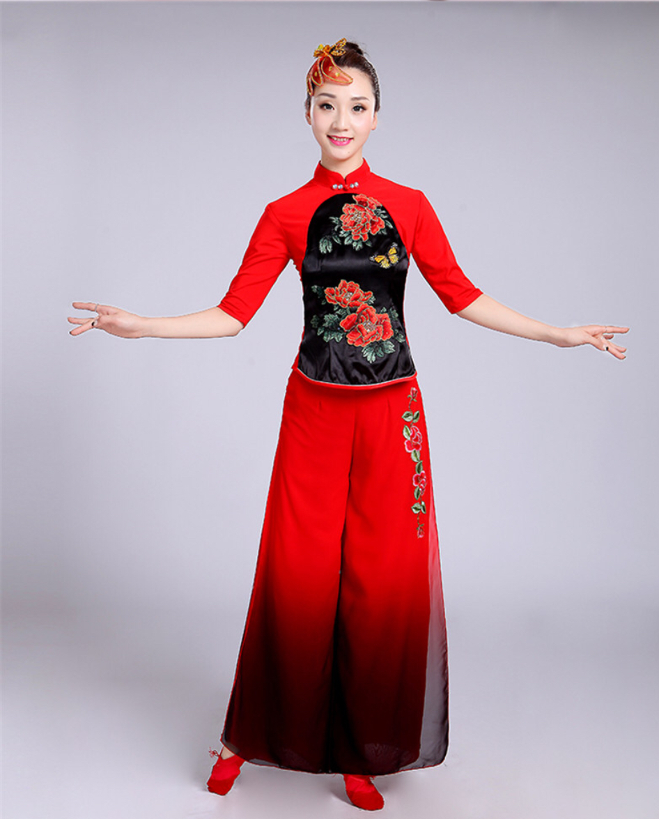 ชุดเต้น สีแดง ดำ ผ้ายืด รหัส BA 84 ,สินค้าพร้อมส่ง