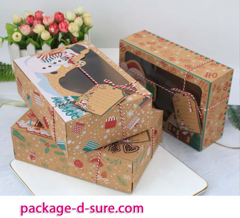 กล่องคราฟสี่เหลี่ยมผืนผ้า เปิดบน 22x15x7 ลายแซนต้า