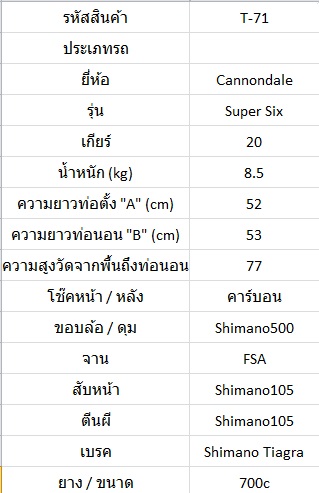 หมอบคาร์บอน Cannondale Supersix EVO ไซส์ S(ไซส์52) รถใหม่มือ1