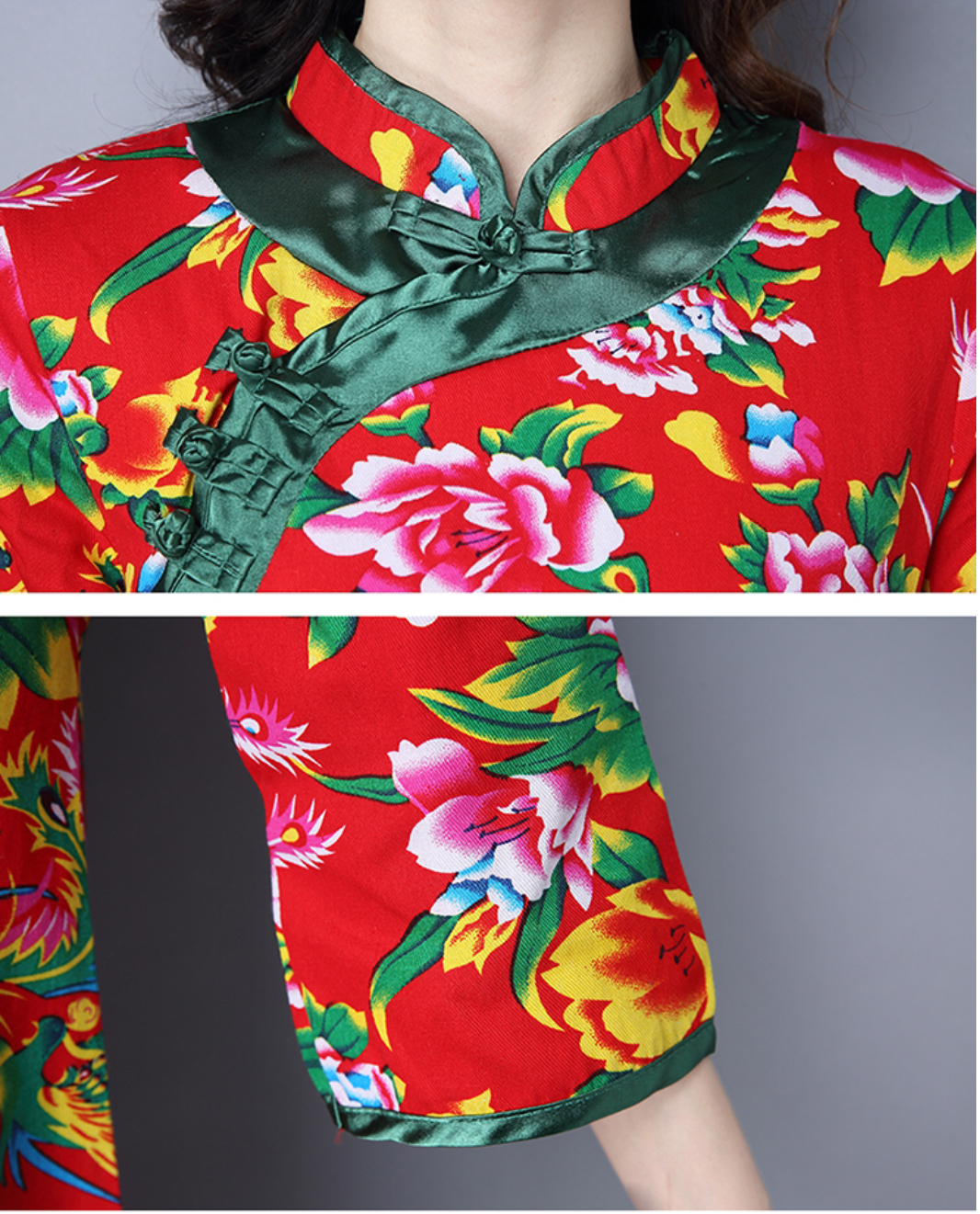 เดรสสีแดง ผ้าฝ้าย รหัส R52 สินค้าพร้อมส่ง