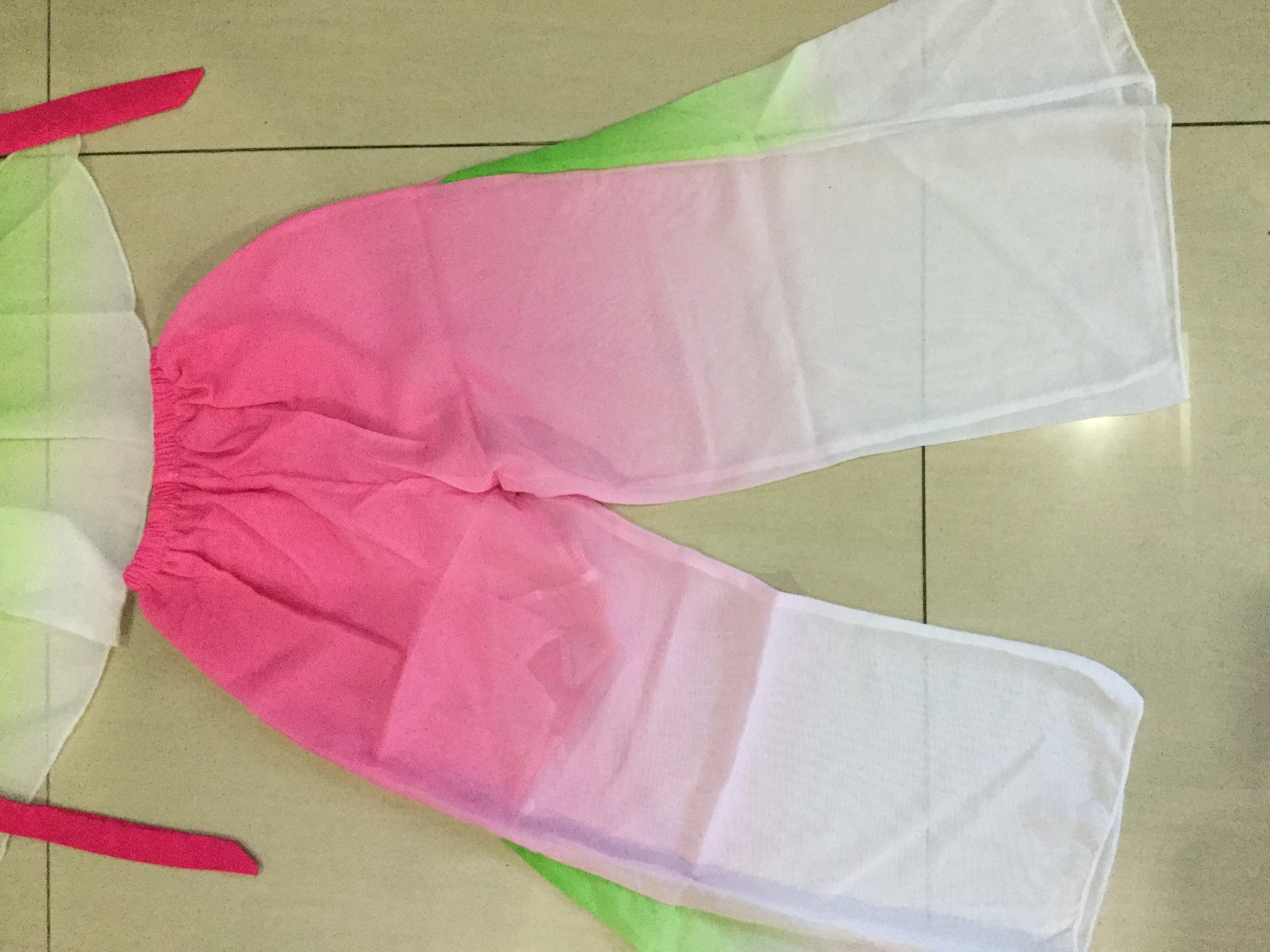 ชุดเต้นรำเด็กคลาสสิกสีชมพูเขียว รหัส PG 68 สินค้าพร้อมส่ง