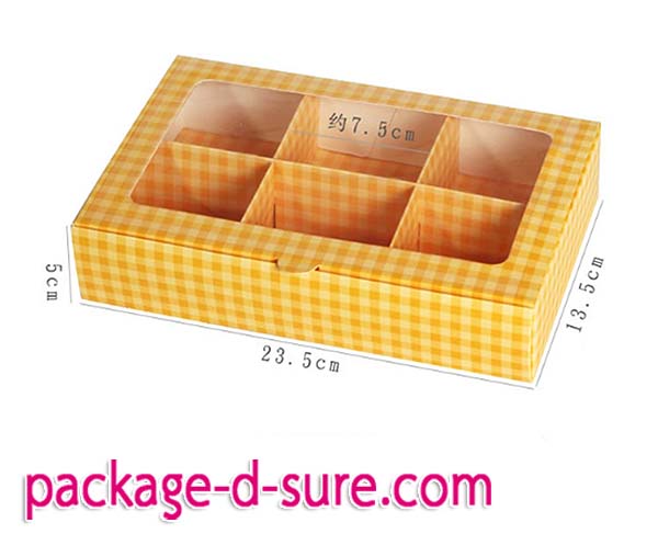 กล่องทรงผืนผ้า 6 ช่อง ลายทางสีเหลือง ขาว 23.5x15+5