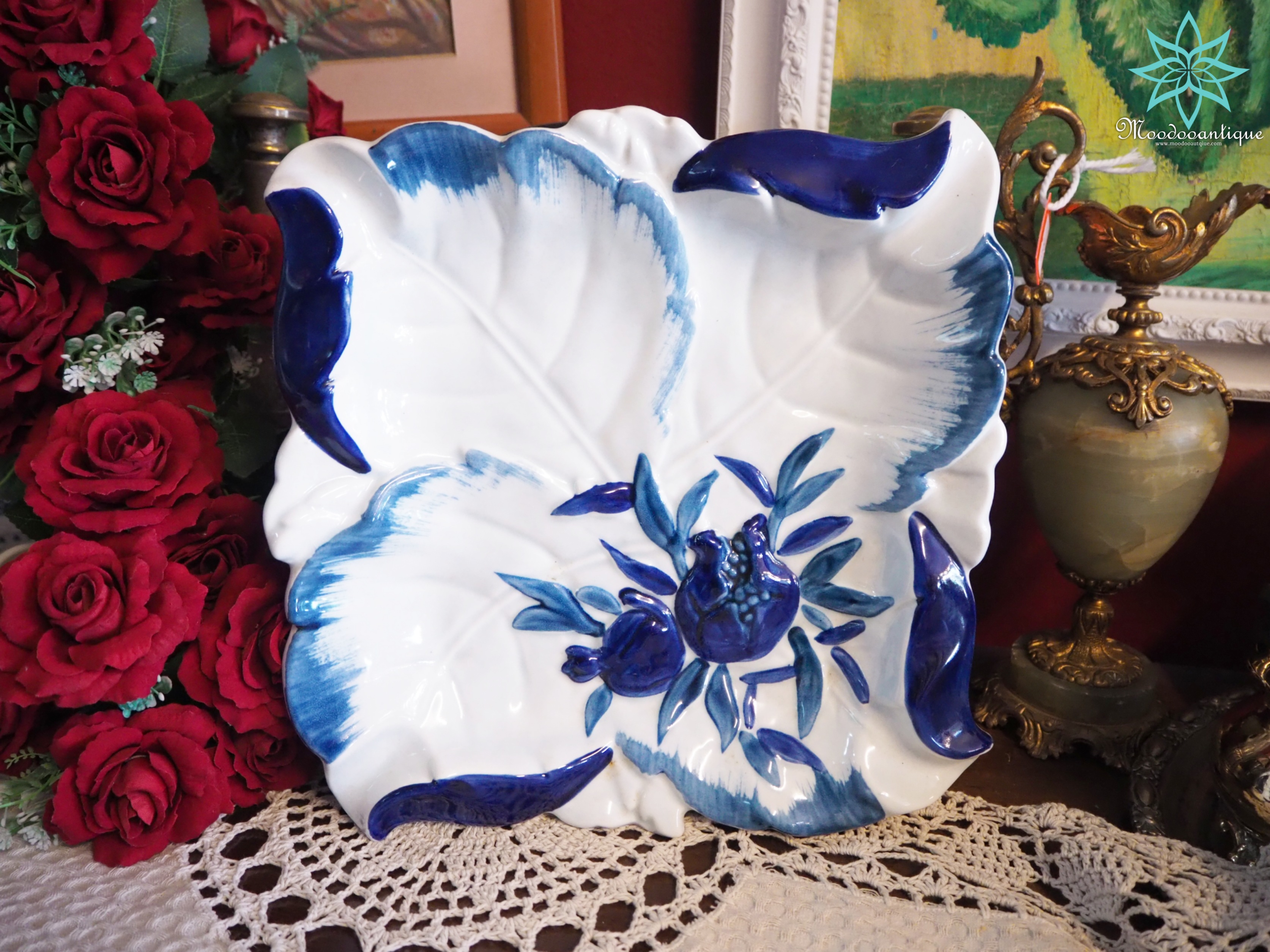 จานแอนทีค ลายทับทิม