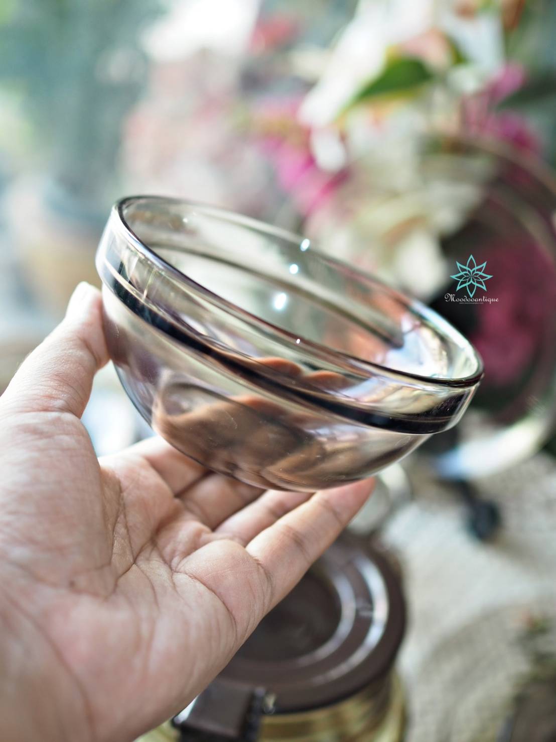 ชุดจาน + ชุดกาแฟ แบรนด์ Vintage Arcoroc France สีควันบุหรี่