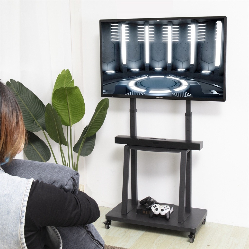 TV Stand ขาแขวนตั้งพื้น ขาตั้งทีวี ล้อเลื่อนขนาด32-80 นิ้ว รองรับจอLED LCDTV Mount Stand with Shelves Height Adjustable ประกอบใช้งานได้เองง่ายๆ!!!