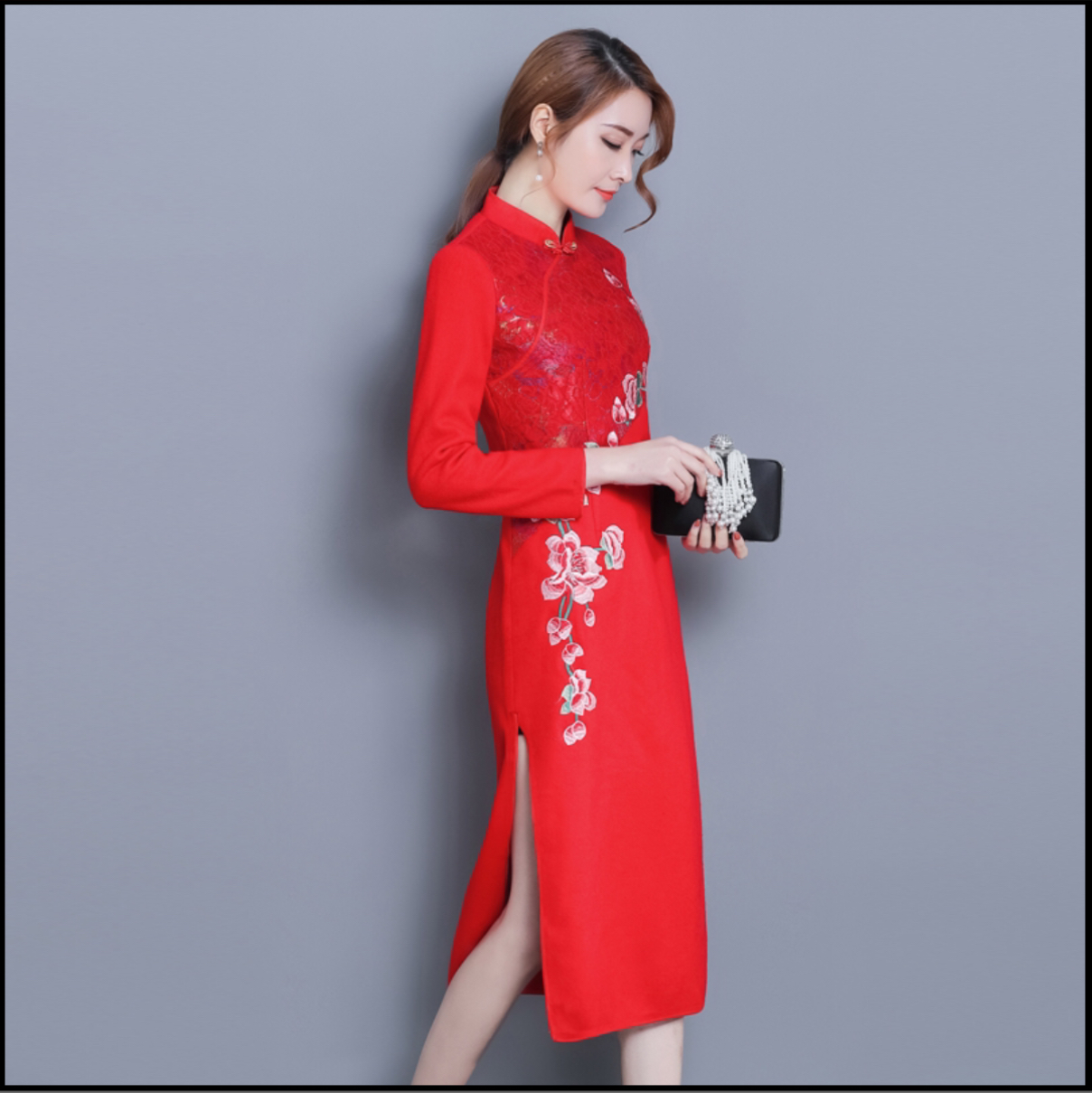 เดรสสีแดง รหัส R69 สินค้าพร้อมส่ง