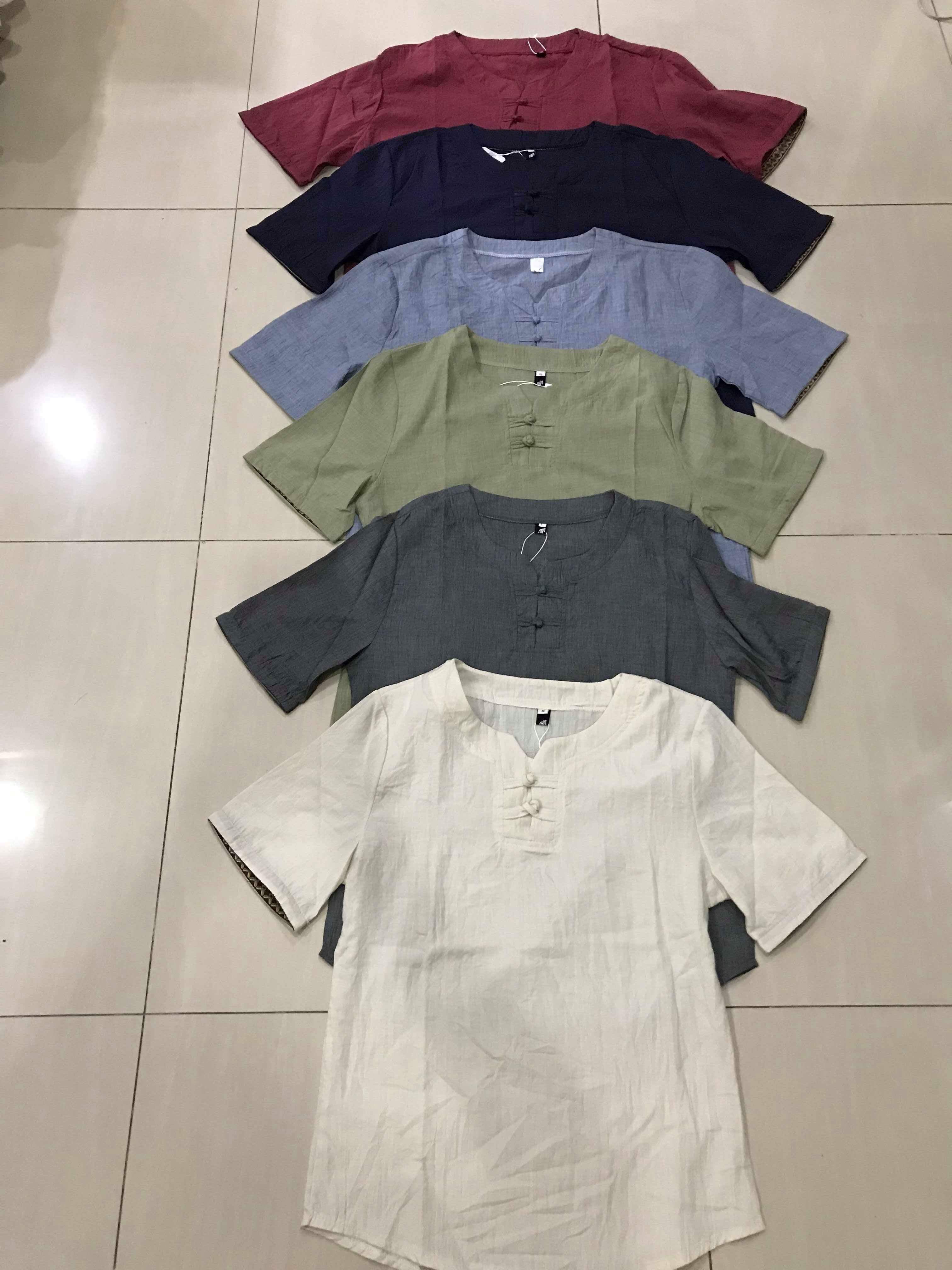 เสื้อจีนชาย ผ้าฝ้าย แขนสั้น สีฟ้า รหัส CT 32 สินค้าพร้อมส่ง ราคา 670 บาท