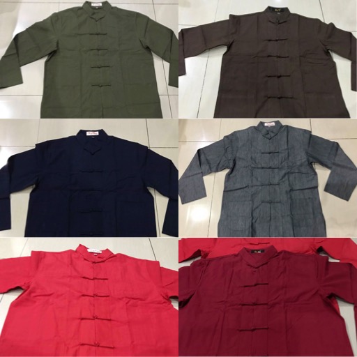 เสื้อจีนชายผ้าฝ้ายผสมลินิน สีนำ้ตาล รหัส SIX39. สินค้าพร้อมส่ง