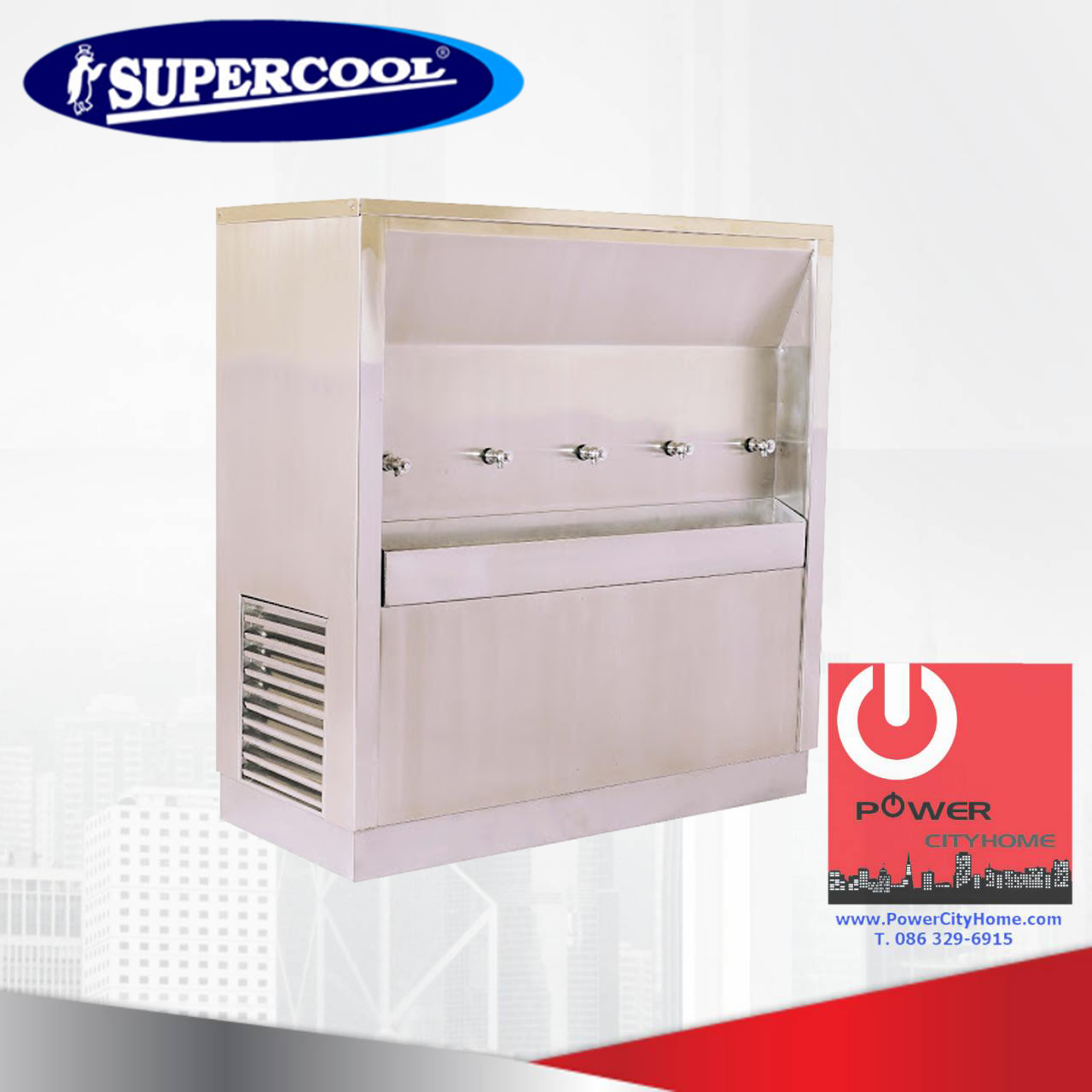 ตู้ทำน้ำเย็น Supercool แบบต่อท่อประปา 5 ก๊อก 130 ลิตร รุ่น TSE-5P