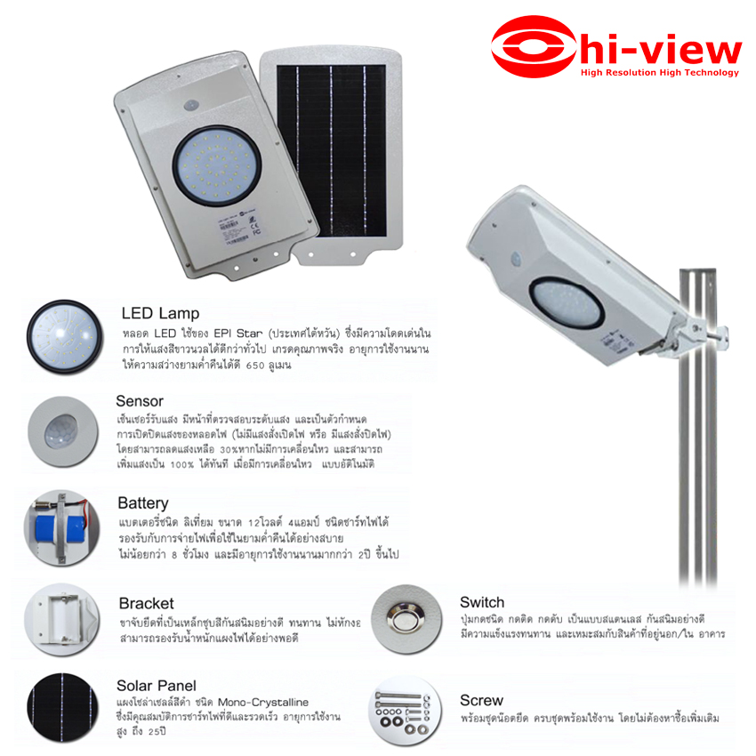 LED Street Light ไฟถนน LED 10W สีขาว รุ่น HS-MF10 สีขาว