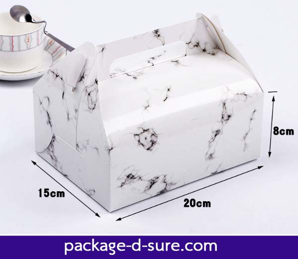 กล่องหูหิ้วเคลือบมัน ไซส์ใหญ่พิเศษ 15x20x9 กระดาษขาว ลายหินอ่อนเทา