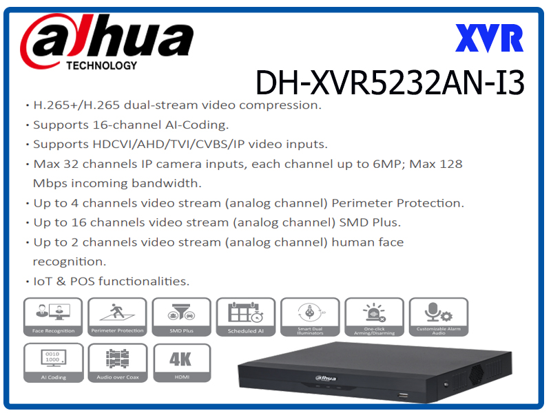 XVR DAHUA 32 Channels Penta-brid รุ่น XVR5232AN-I3
