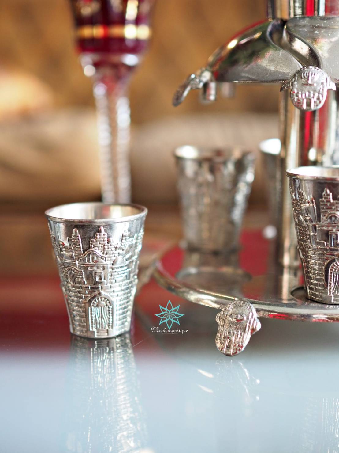 set น้ำพุไวน์เก่าเคลือบนิกเกิล (NICKEL COATED WINE FOUNTAIN)