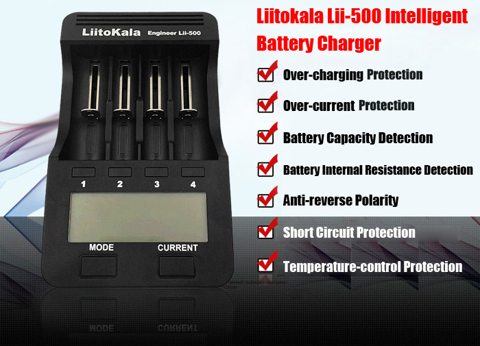 เครื่องชาร์จถ่าน Lii-500 แบบ 4 ก้อนพร้อมหน้าจอแสดงสถานะ