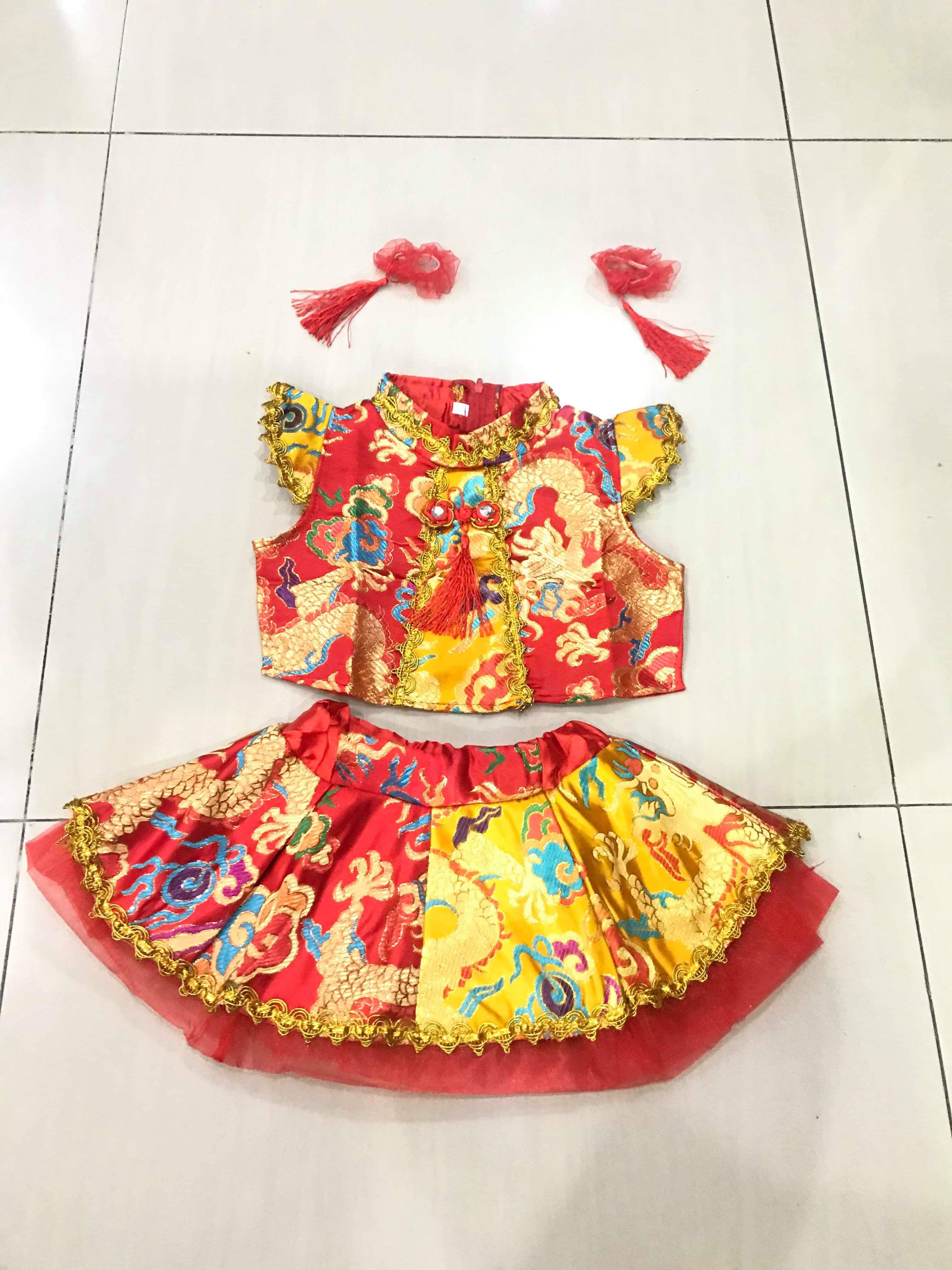 ชุดเต้นเด็กหญิงสีแดงแขนกุด PR42