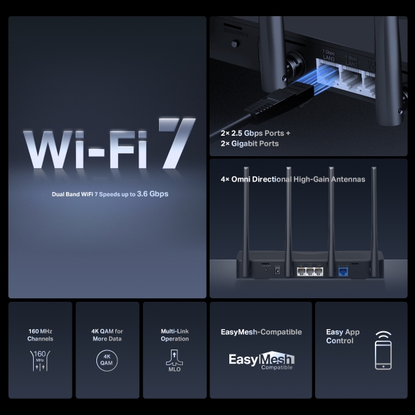 MR27BE สินค้าใหม่ เราเตอร์ Wi-Fi 7 Dual Band BE3600 แบรนด์ MERCUSYS รับประกันสินค้า 3ปี