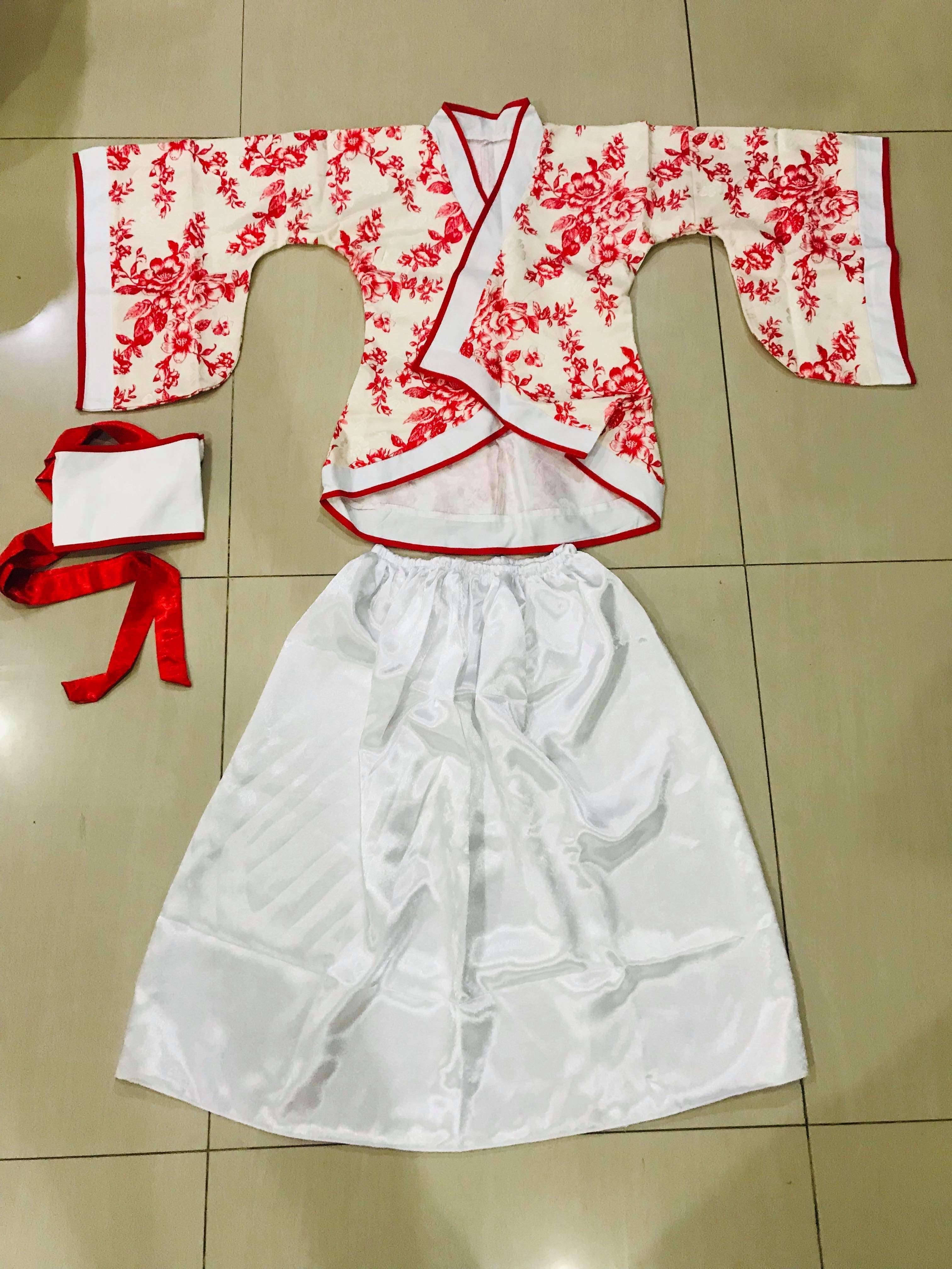 ชุดจีนราชวงศ์ถัง สีแดงกระโปรงขาว รหัส SUV45
