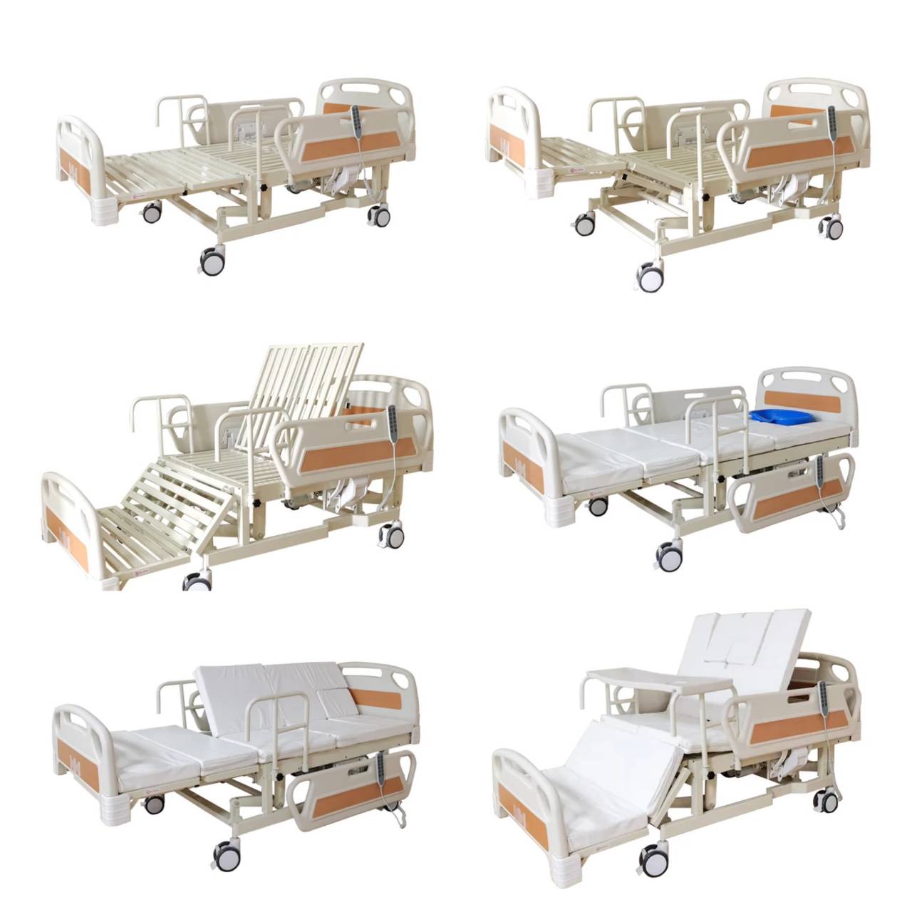 เตียงไฟฟ้าแบบปรับนั่ง ราวปีกนก 2 ชิ้น ผู้ป่วยติดเตียง (ปรับสูงต่ำได้ ไม่มีช่องขับถ่าย)