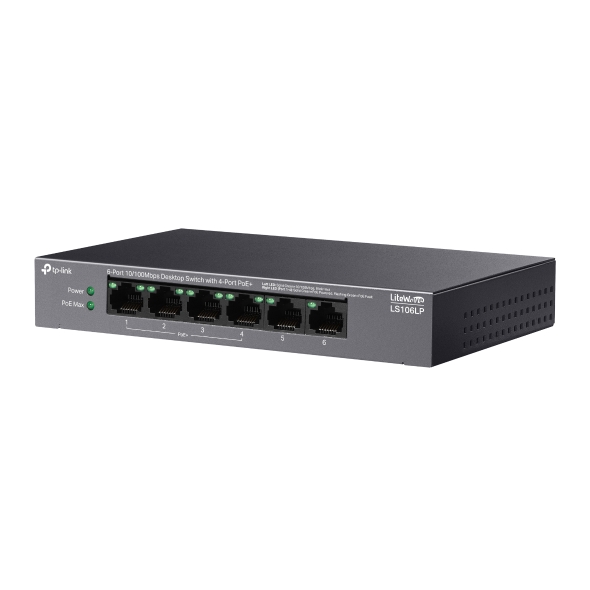 LS106LP 6-Port 10/100Mbps Desktop Switch with 4-Port PoE+