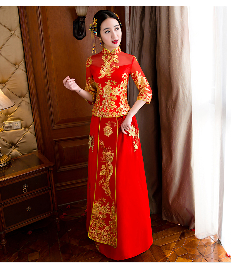 ชุดเจ้าสาวสีแดง รหัส WED#1# 165 สินค้าพร้อมส่ง