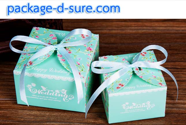 กล่องใส่ของชำร่วย เปิดบน ผูกโบว์ด้านบน ลายดอกไม้