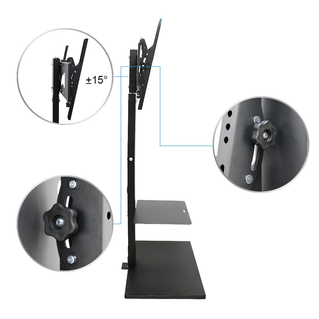 ขาแขวนทีวีตั้งพื้น รองรับ 32-65 ชั้นวางทีวีแบบหมุนได้พร้อมชั้นวางส่วนประกอบสื่อสำหรับ 37 43 47 50 55 60 65 นิ้ว ประกอบใช้งานได้เองง่ายๆ!!!