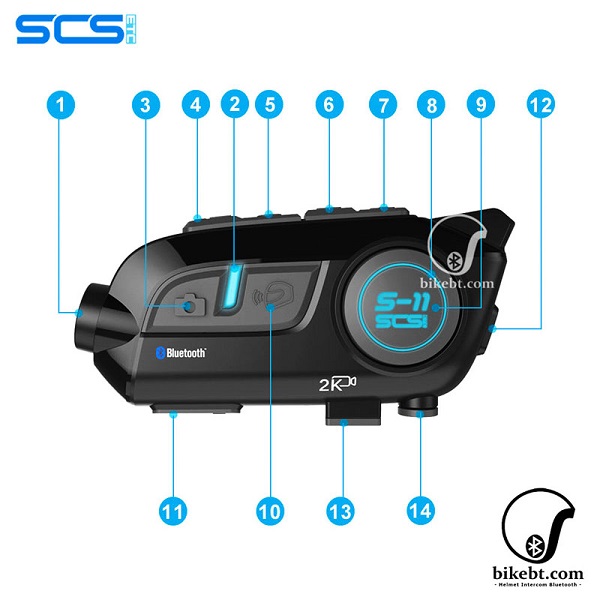 SCS S11 บลูทูธติดหมวกกันน็อคมีกล้อง Motorcycle Helmet Bluetooth (Conference Intercom + Action Camera) แพคเดี่ยว